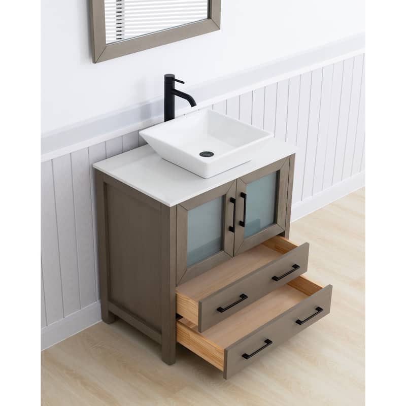 Vanity Art 30-inch Single Sink Bathroom Vanity Set With Engineered Marble Top and Free Mirror - 30 x 18.5 x 36 Inches