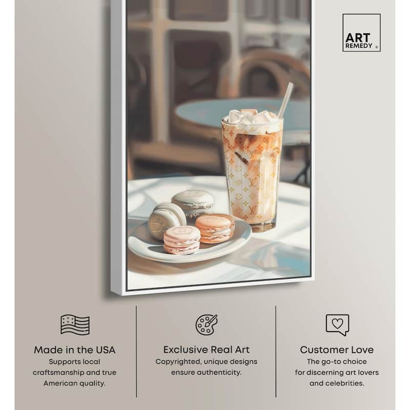 Glam Iced Coffee and Macarons Canvas by Art Remedy