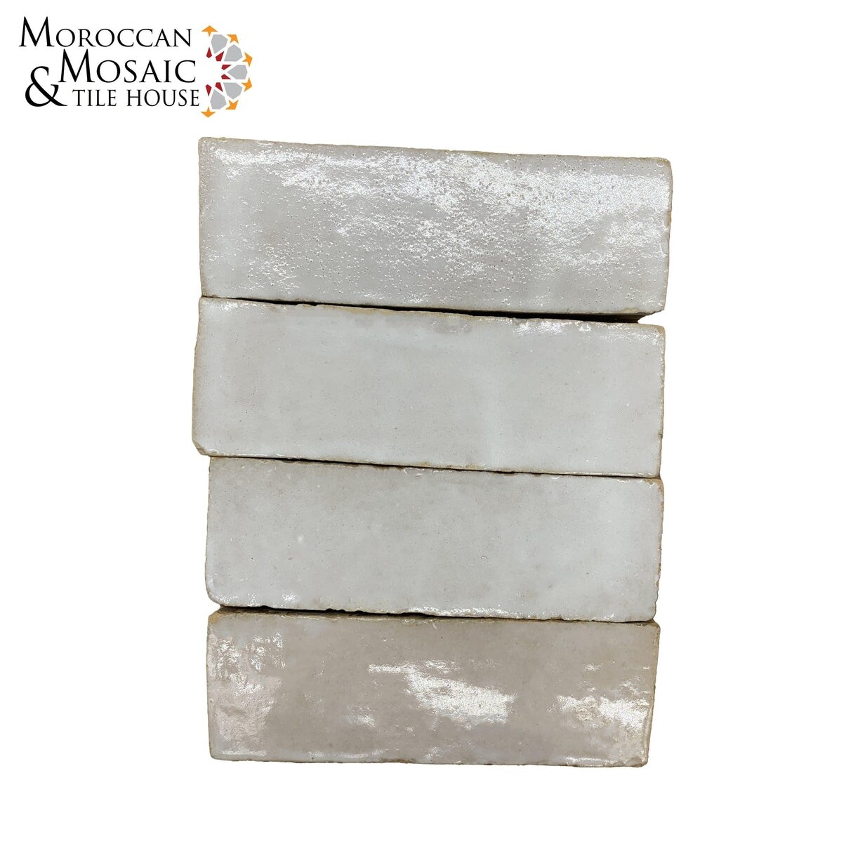 Moroccan Handmade 2x6 Solid Color Zellige Tile Off-White
