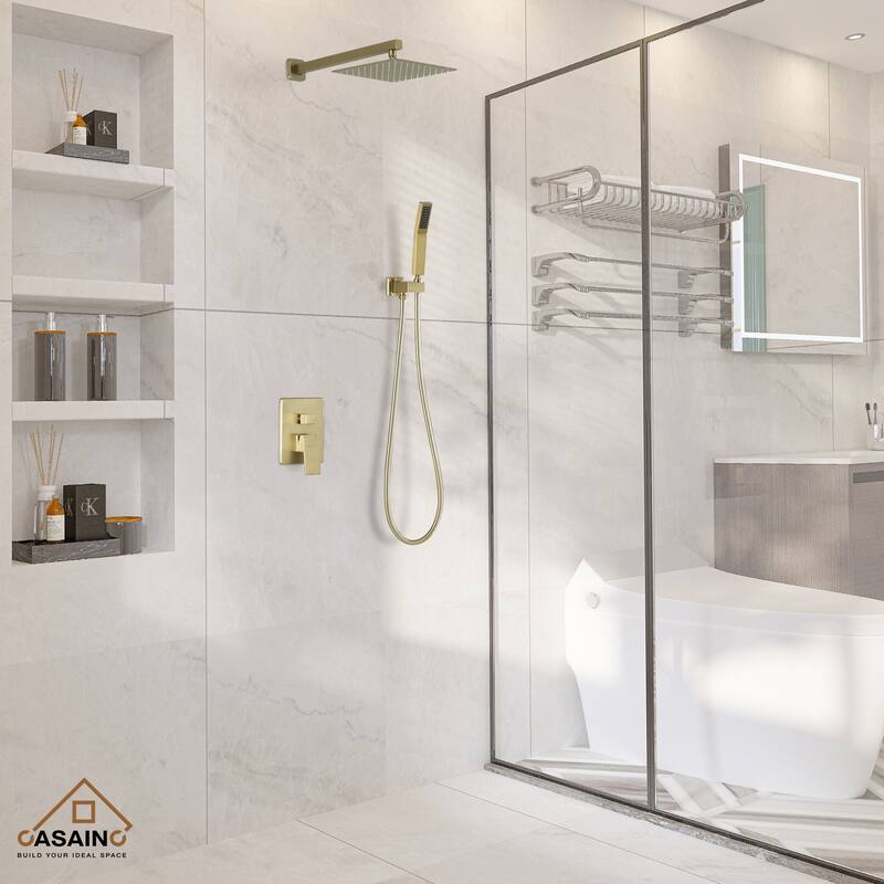 CASAINC 2-Function 10-In Wall Mounted Shower System with Handheld Shower