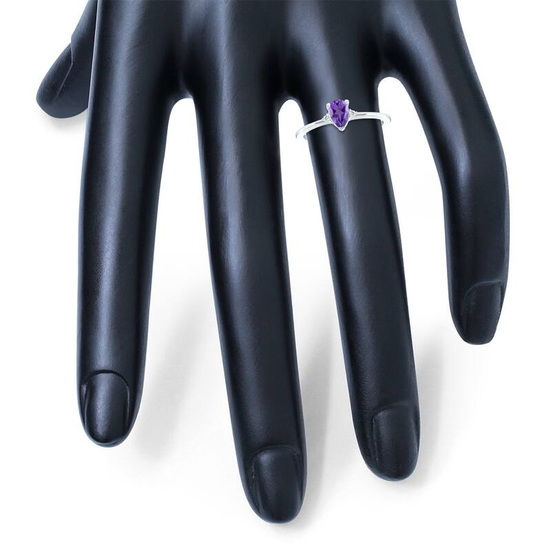 Women's Amethyst and Diamond Classic Band in 10K White Gold