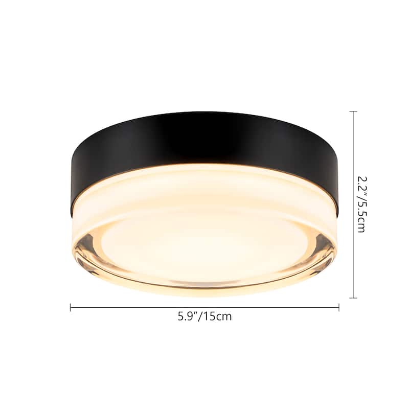 1-Light Modern Black Dome Dimple LED Flush Mount Light Wall Sconce Frosted Glass Bathroom Vanity Light