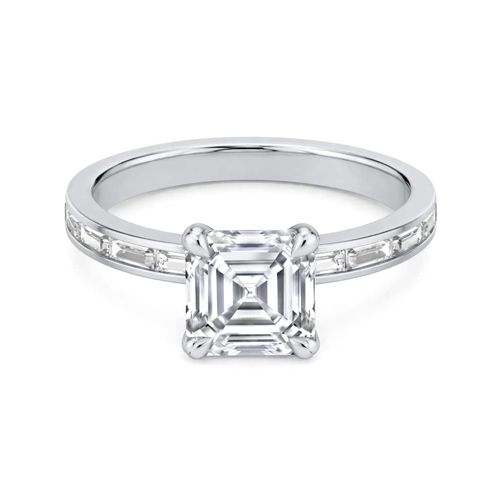 Auriya 14K Gold Baguette Channel Asscher Diamond Engagement Ring 1.00 - 5.00ct. tw. (F-G, VS)
