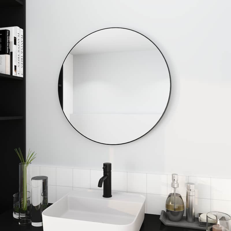 32 x 32 Inch Bathroom Mirror Black Aluminum Frame,Wall-Mounted Vanity Mirrors