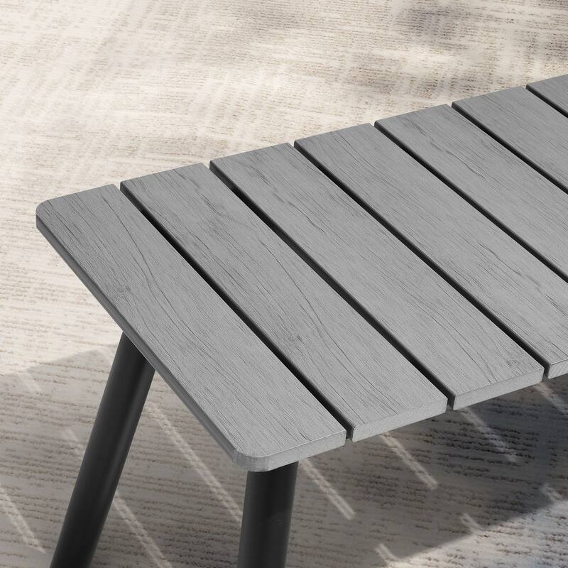 Pellebant Outdoor Aluminum Dining Bench - 49.5 in L x 14.9 in W x 17.5 in H