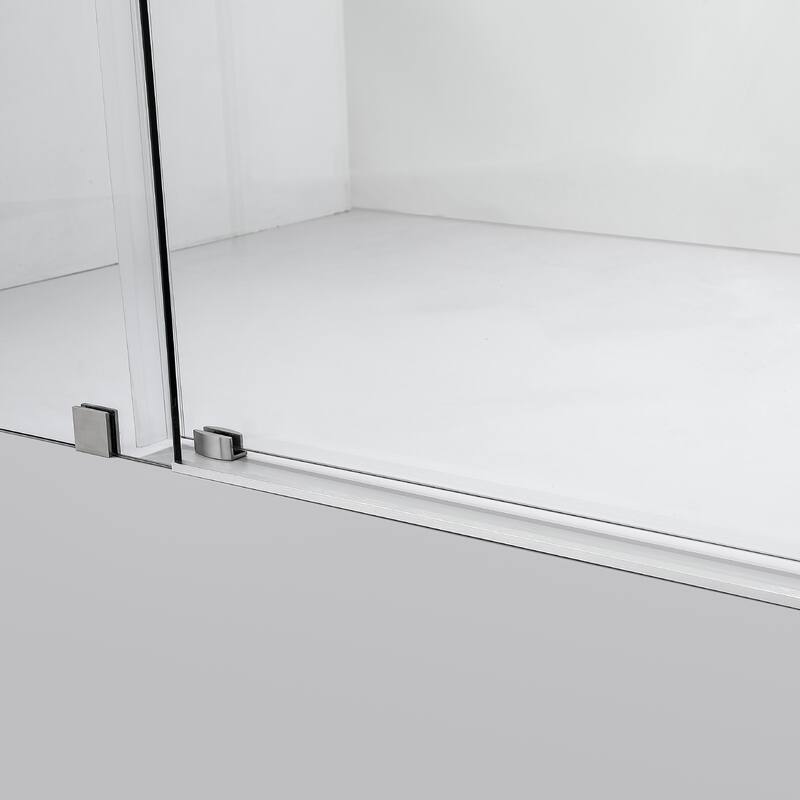 Villena 52" W x 78" H Single Sliding Shower Door,Brushed Nickel - 52 inches