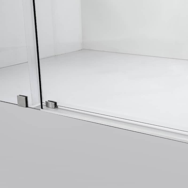Villena 60" W x 78" H Single Sliding Shower Door,Brushed Nickel - 60 inches