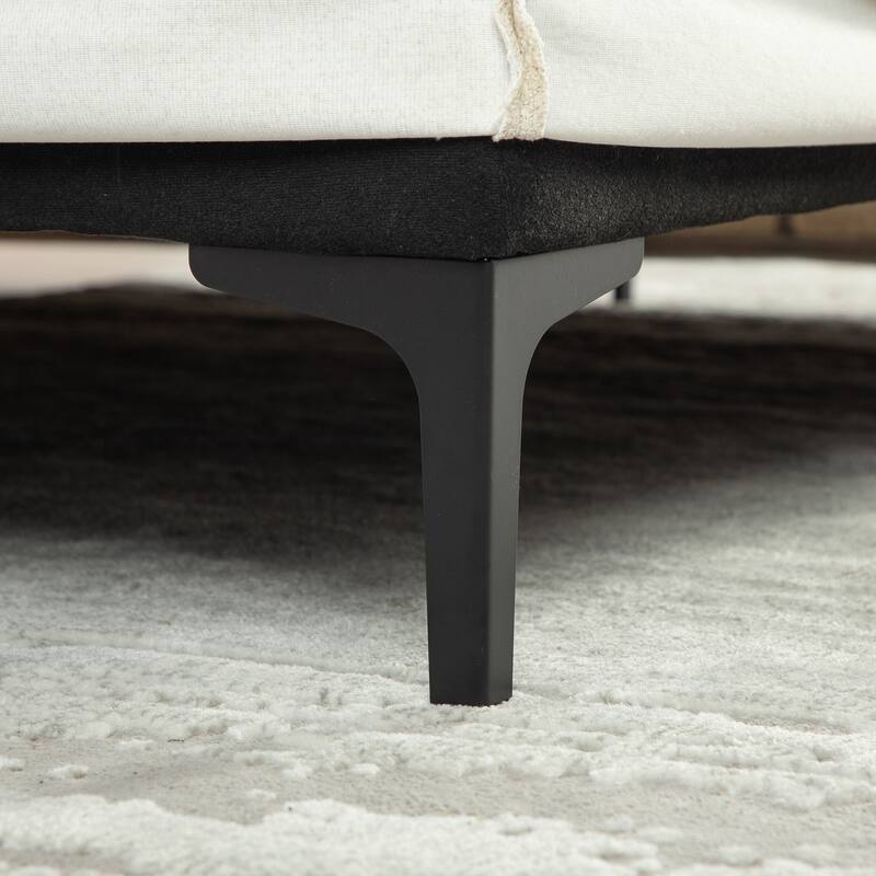 Oversized 56.3" Chaise Lounge Chair Sofa Bed, Chenille Single Couch Floor Boneless Couch with Throw Pillows