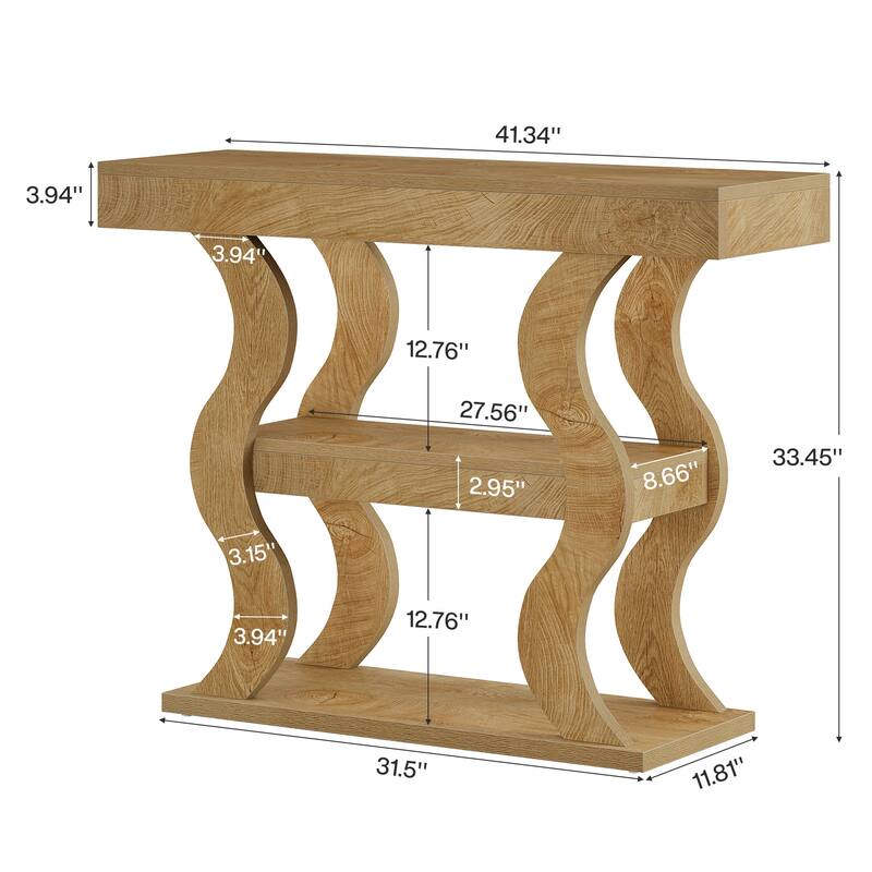 3-Tier Small Console Table for Entryway, 41" Narrow Wood Sofa Table