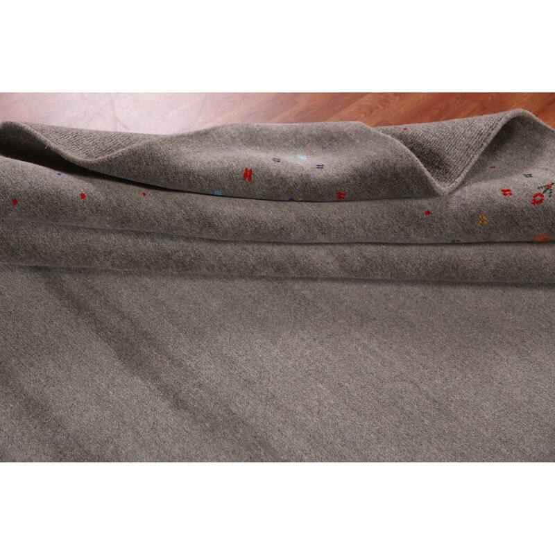 Tribal Gabbeh Indian Area Rug Hand-Knotted Living Room Wool Carpet - 9'2" x 11'11"