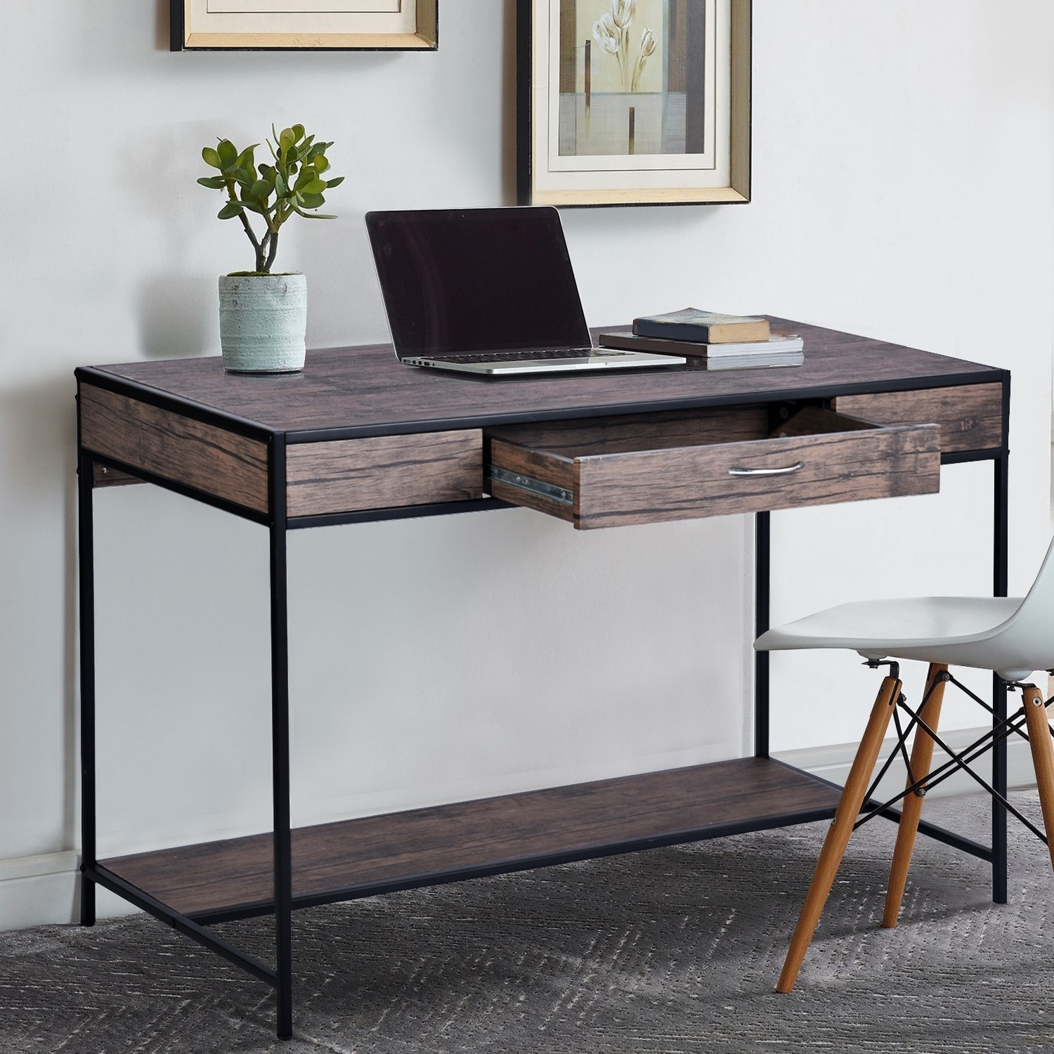 Computer desk outlet with one drawer