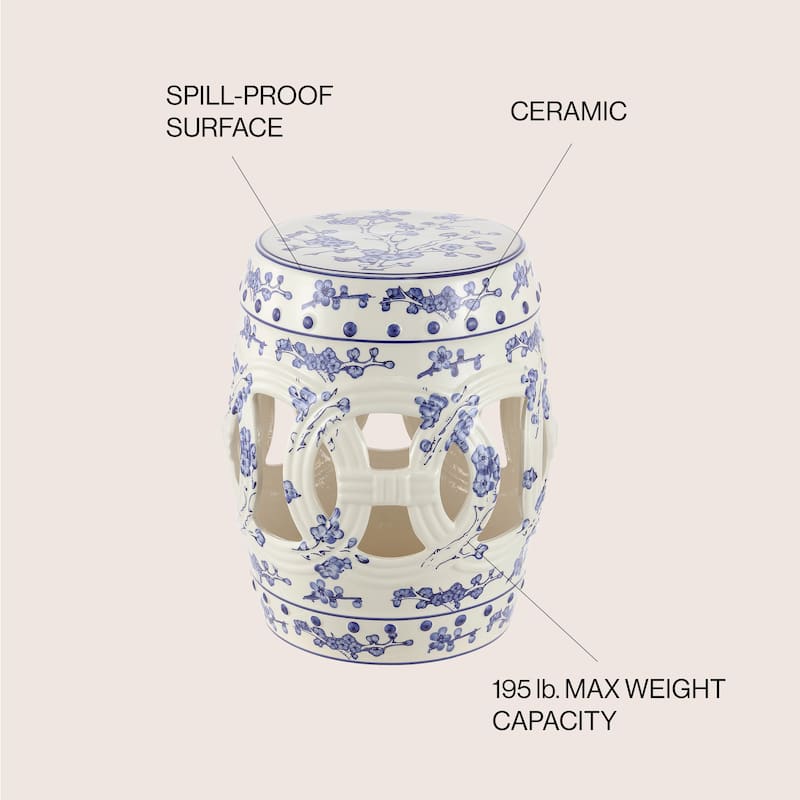 Lucky Coins 16" Chinese Ceramic Drum Garden Stool