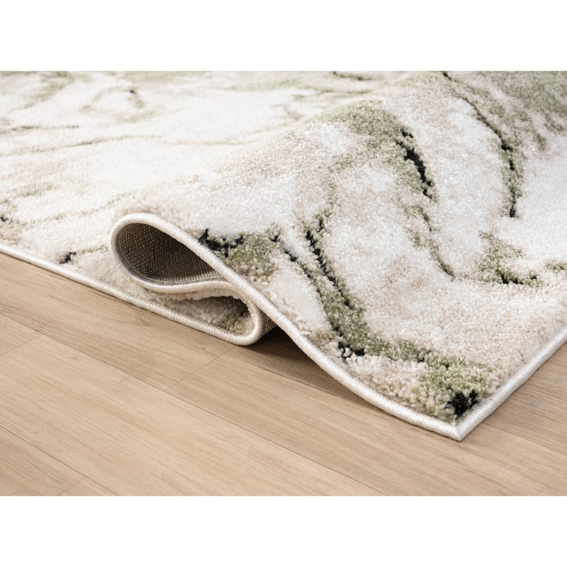 Paris Collection Abstract Cream/Green Rug