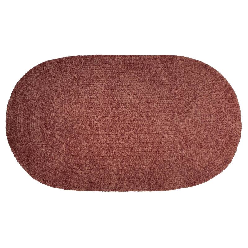 Better Trends Chenille Tweed & Solid Braid 100% Polyester Stain Resistant, Double Sided Reversible Indoor Area Rug - 22" x 40" Oval - Mauve