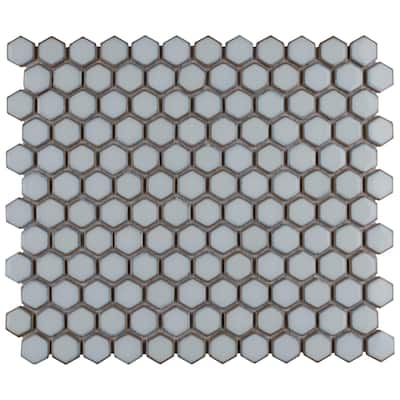 Merola Tile Hudson 1" Hex Silk White 11-7/8" x 13-1/4" Porcelain Floor and Wall Tile
