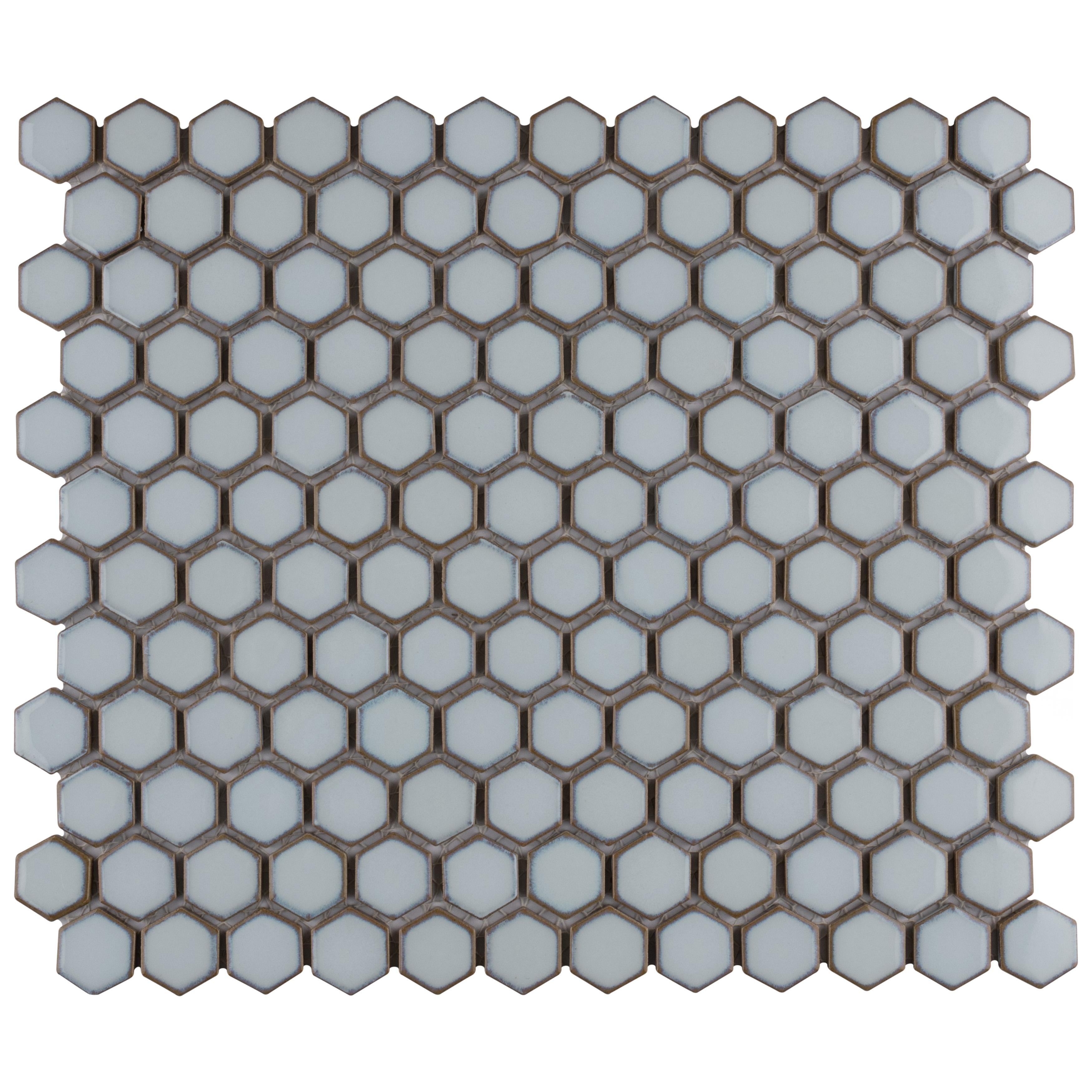 Merola Tile Hudson 1" Hex Silk White 11-7/8" x 13-1/4" Porcelain Mosaic Floor and Wall Tile