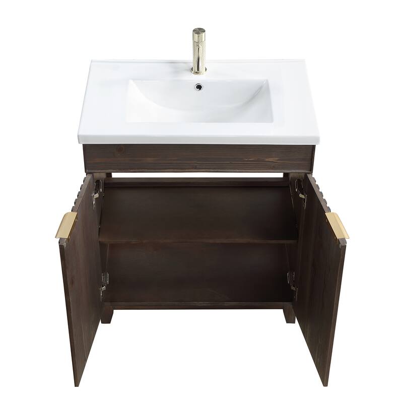 Palos Single Bath Vanity with Ceramic Basin Top without Mirror
