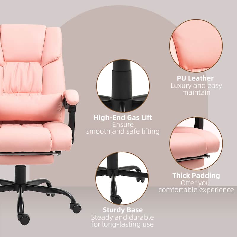 Vinsetto Office Desk Chair Recliner, Height Adjustable Movable Lumbar Support with 6-Point Vibrating Massage