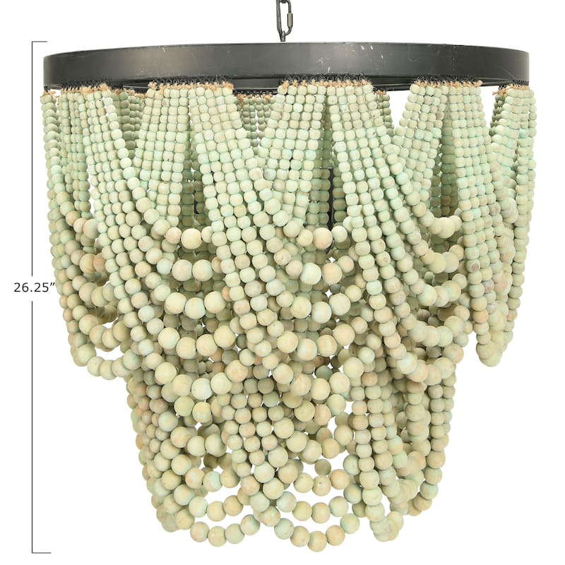 2-Tier Draped Wood Bead Chandelier