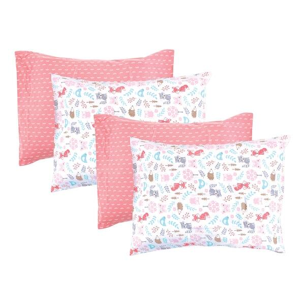 slide 1 of 1, Hudson Baby Infant Girl 4Pc Cotton Toddler Pillow Case, Woodland Fox, One Size - Woodland Fox Woodland Fox - One Size