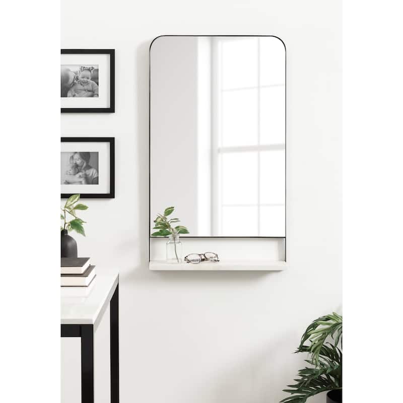 Kate and Laurel Chadwin Rectangle Wall Mirror with Shelf - 20x4x34