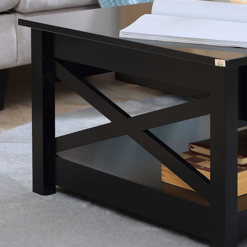 Coffee Table with Storage Drawers and Open Shelf
