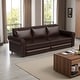 preview thumbnail 30 of 36, 93.7" Chesterfield Faux Leather Multi-Functional Sofa Bed, 3-in-1 Convertible King Pull Out Sleeper Sofa with Nailhead Trim Dark Brown