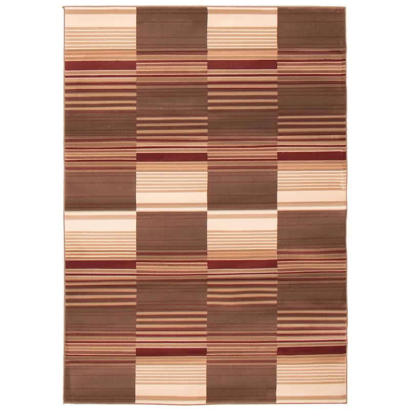 ECARPETGALLERY Machine Woven Lotus Mod Brown Polypropylene Rug - 5'3 x 7'7 - Brown - 5'3 x 7'7