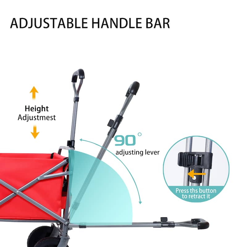 Foldable Hand Cart, Wheeled Collapsible Hand Cart with Beverage Holder