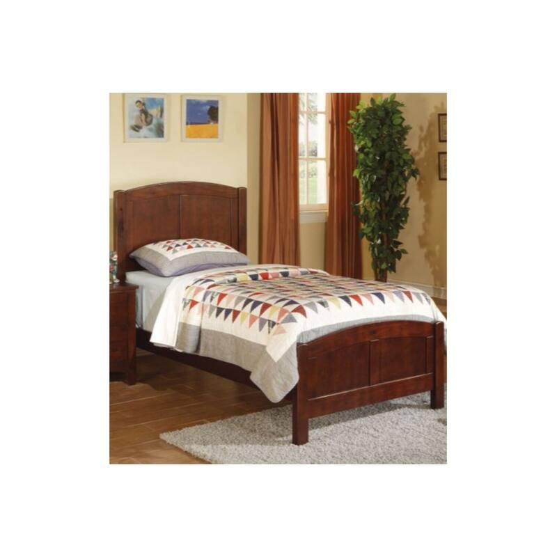 Twin Size Bed - Bohemian Style Bed Frame, Rubberwood & MDF, Sturdy & Durable Bed, Brown Finish