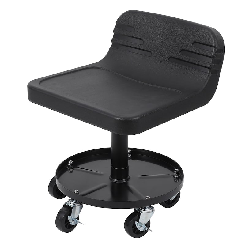 Garage Rolling Stool with Wheels,Tool Tray - N/A - Black