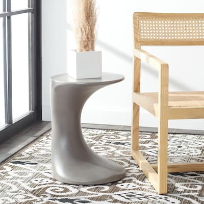 SAFAVIEH Outdoor Aloyse Concrete Accent Table - 13.78" W x 13.78" L x 18.11" H - 14Wx14Dx18H