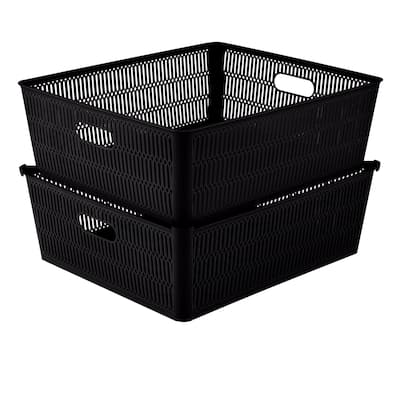 Simplify 2 Pack Slide 2 Stack It Shallow Storage Tote Baskets