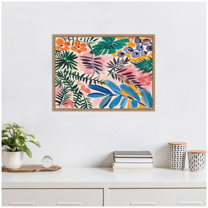 Kate and Laurel Sylvie Jungle Botanical Framed Canvas by Amy Lighthall