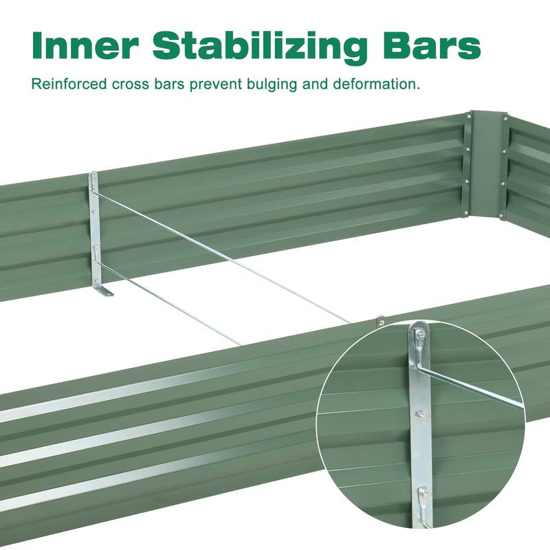 Aoodor 8x4x1ft Metal Raised Garden Bed - 8' x 4' x1'