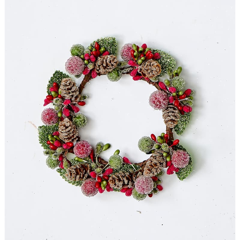 3.25" Frosted Berry & Cone Candle Ring, Set of 2 - 6