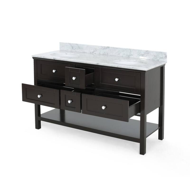 Douvier Wood Double Sink Bathroom Vanity by Christopher Knight Home