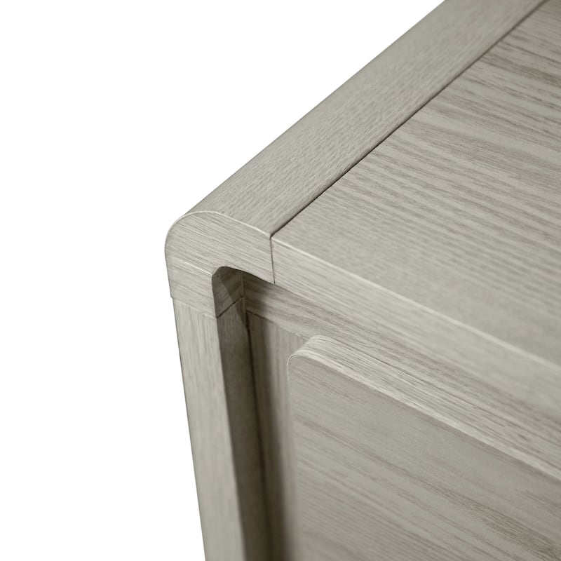 Furniture of America Thaila Modern 2-Piece Grey Wood Upholstered Panel Bedroom Set with LED on Headboard