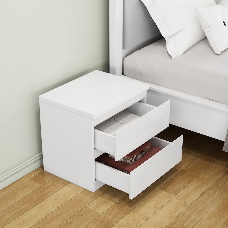 19.7"Nightstand with 2 Drawers, Beside Table with Drawers Handle Free Design,Thickened Top Plate, for Bedroom,Living Room