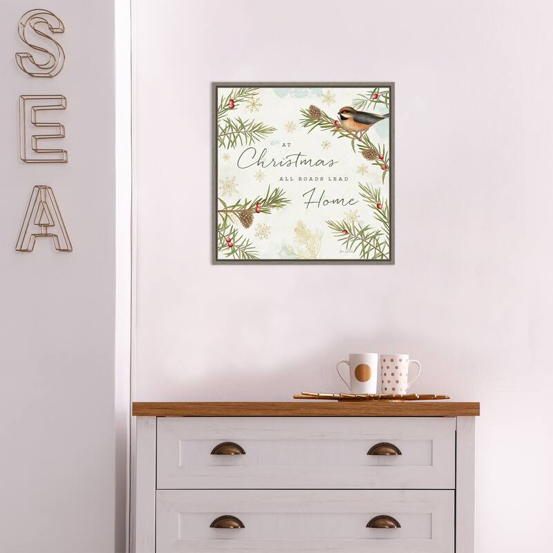 Christmas Tradition V (Bird) by Katie Pertiet Framed Canvas Art