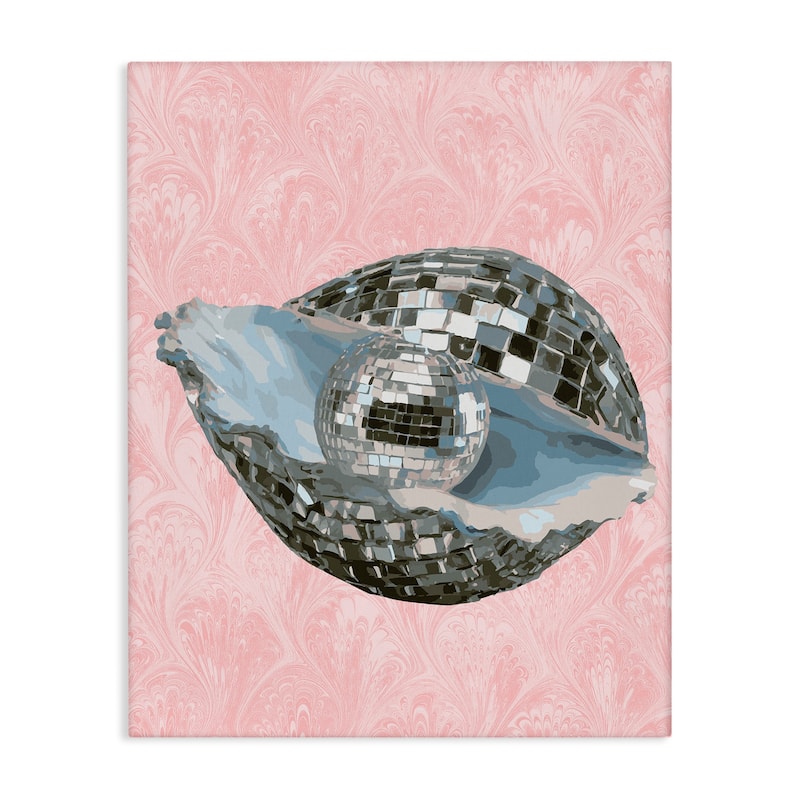 Stupell Disco Oyster on Pink Canvas Wall Art Design By Lil' Rue - 24 x 30