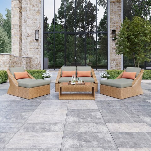 Martha Stewart Colton 6-Piece Conversation Set in Orange and Grey