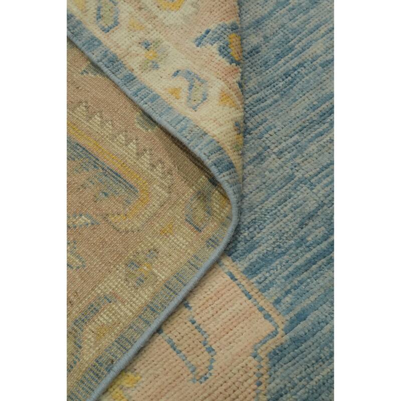 Vegetable Dye Wool Oushak Turkish Area Rug, Medallion Geometric Carpet - 13' 4'' X 9' 10''