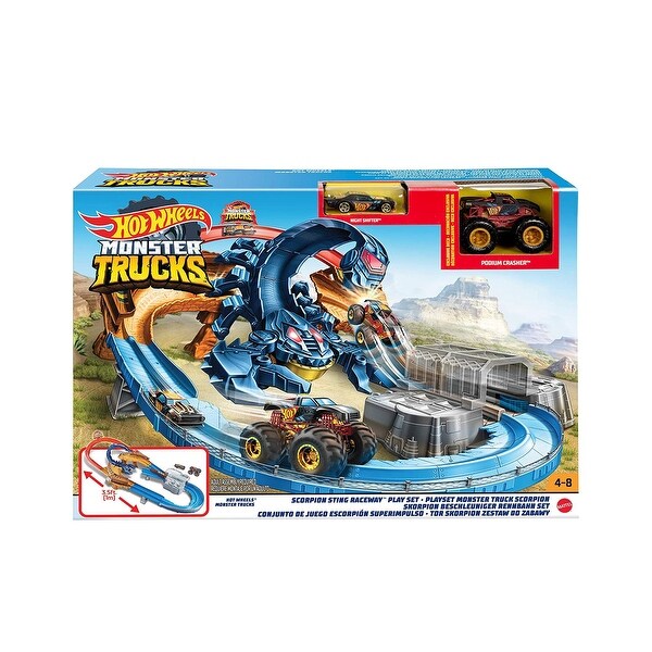 Hot Wheels Monster Trucks Scorpion Sting Raceway 3.5 Feet