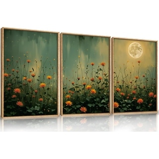 Full Moon Wildflower Framed Canvas Wall Art Set - Bed Bath & Beyond ...