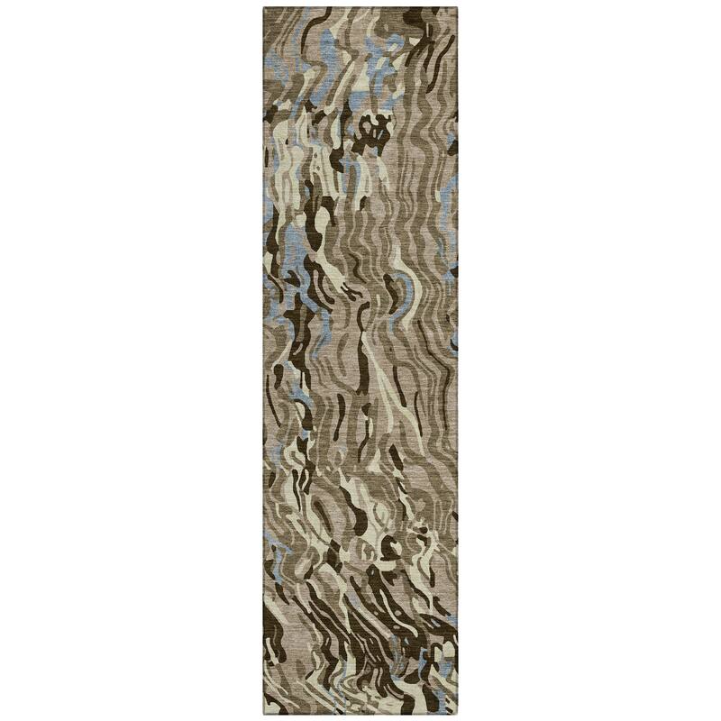 Machine Washable Indoor/ Outdoor Abstract Flow Chantille Rug