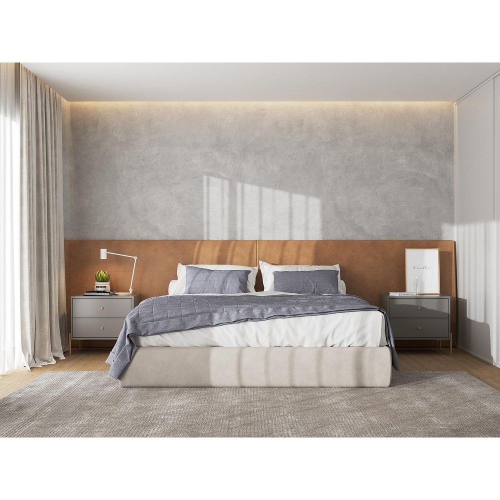 Manhattan Comfort Jasper Full Extension Drawer Nightstand in White Gloss (Set of 2)