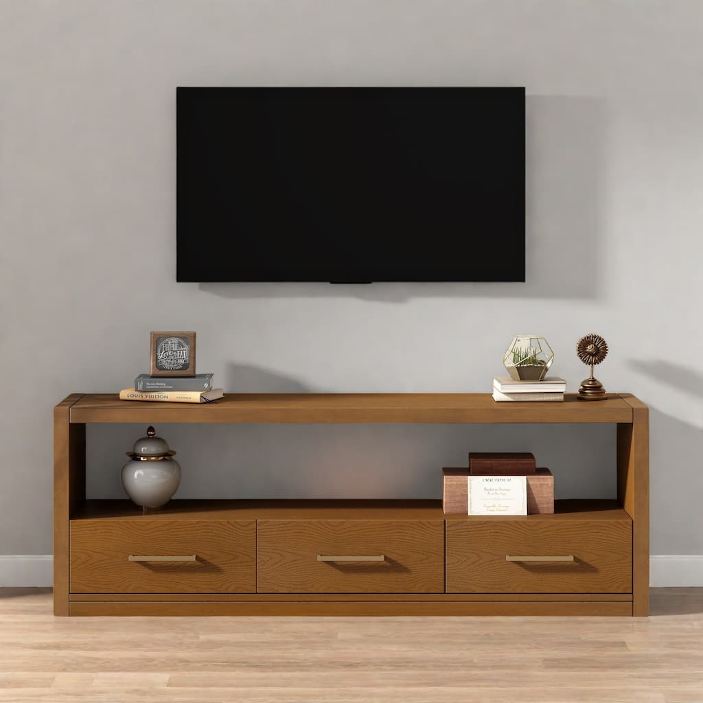 74"Minimalist TV Stand with 3 Spacious Drawers - Versatile Media Console for Living Room, Bedroom