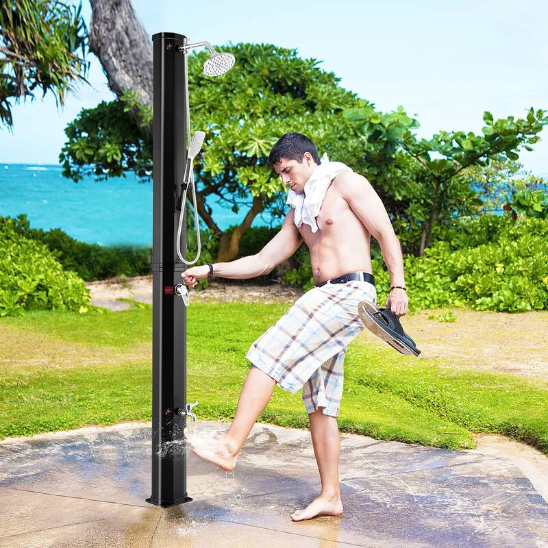 Costway 7.2 FT 9.3 Gallon Solar Heated Shower w/ Rain Shower, Foot - See Details