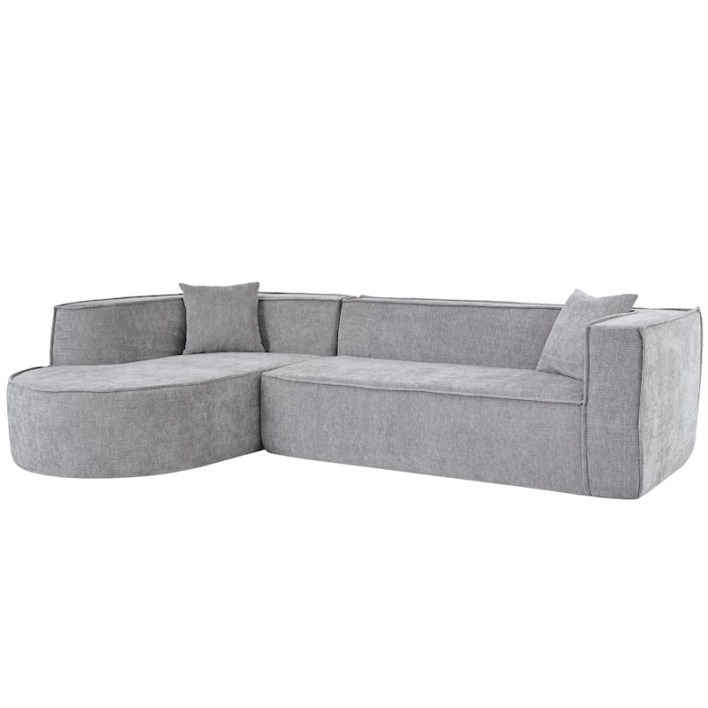 109.2" Chenille L-Shaped Sectional Sofa with 3 Seater and Throw Pillows